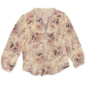 Sundance 100% Silk Boho Flowy Dressy Sheer Top / Blouse with Beading Size XL